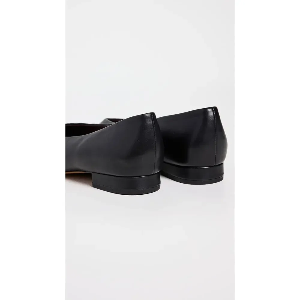 Vince Isabel Black Calfskin Leather Pointed Toe Flats Size 7.5M